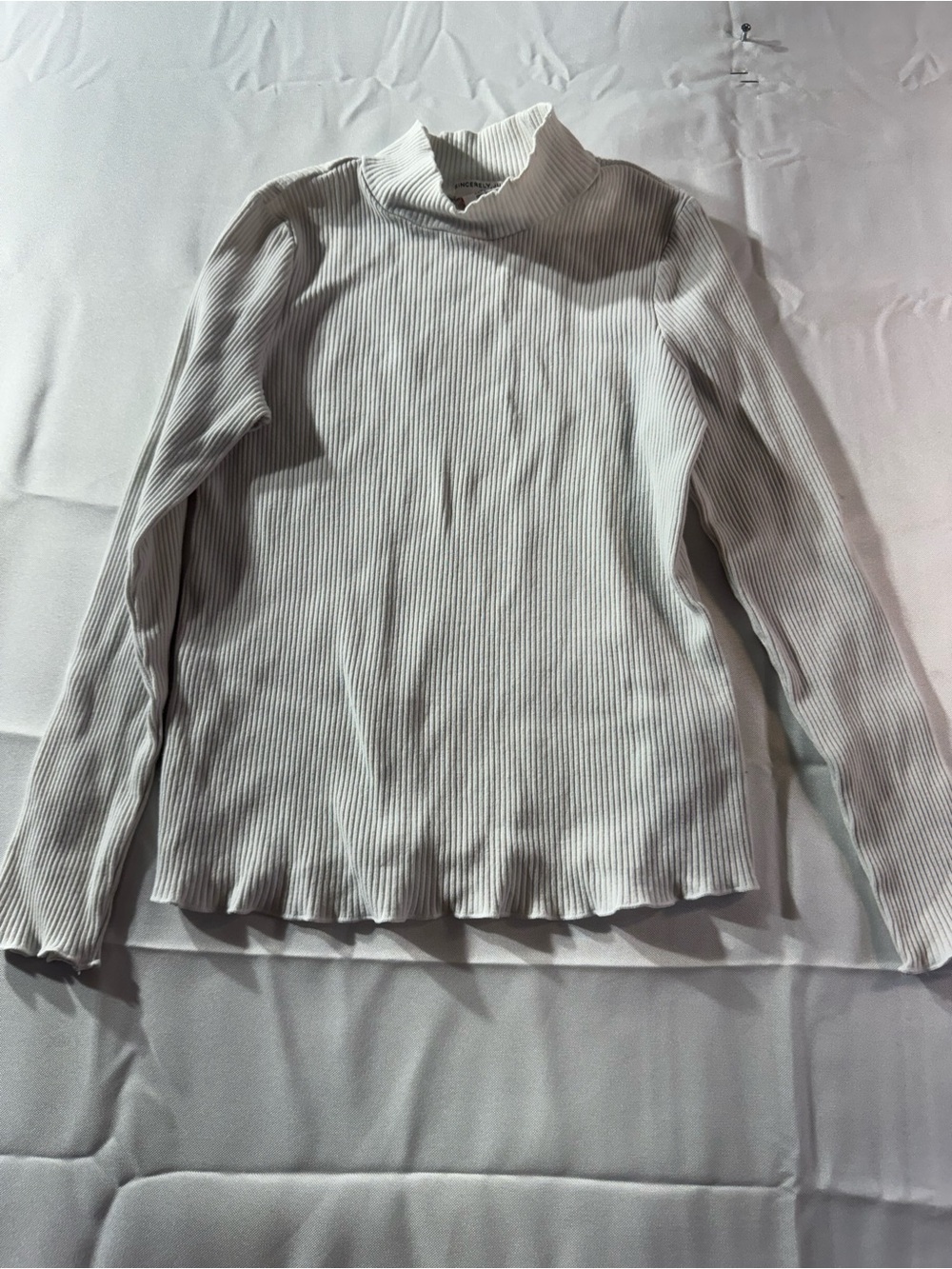 Sincerely Jules 7 Cream Ribbed Mock Neck Long Sleeve Top